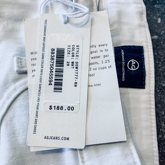 AG Adriano Goldschmied Farrah Skinny Ankle High Rise White Raw Hem Jeans 26 NWT - Picture 8 of 8